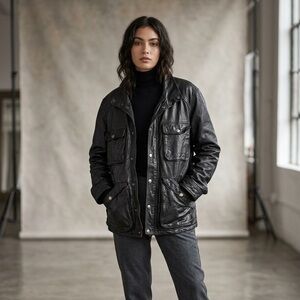 Vintage Leather Sheepskin Field Jacket Men’s Med or Women’s Oversized Large